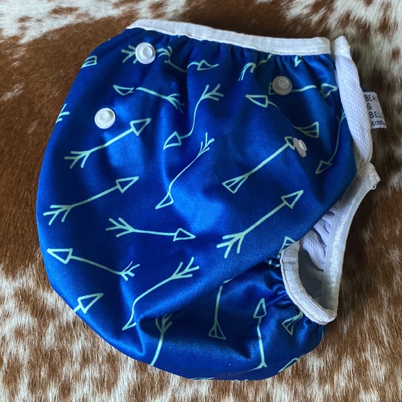 Beau & Belle diaper cover Baby Cloth Swim Diaper Blue Green Arrows Adjusts - Picture 6 of 12